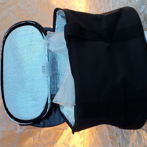 Black Insulated Bean Pot size tote bag Velcro holds handles NEW Home Interiors - Picture 3 of 7